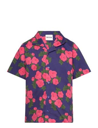 Roses Aop Woven S/S Shirt Navy Mini Rodini
