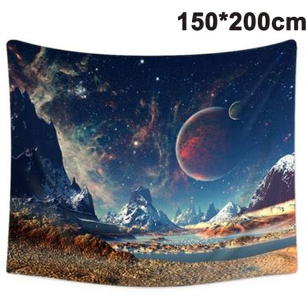 02 200*150 cm Kort plys Tapestry Starry Galaxy Cloth Hængende Realistisk 3D Vægophængning Tapestry Home Decoration, For Ho