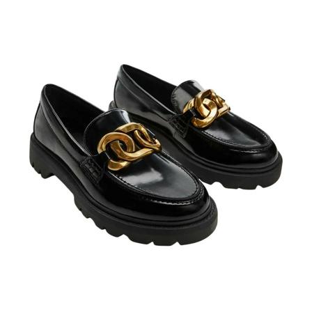 Mango Loafers med kæde Sort, Dame, Størrelse: 38 EU