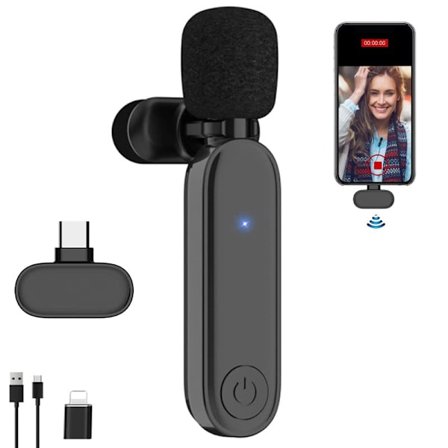 Lavalier-mikrofon, minikrofon til iPh-one og Android (type c), til mobilvideooptagelse, YouTube Facebook Live-mikrofon (sort)