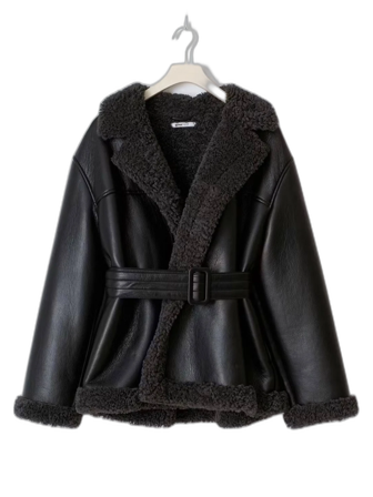 teddy pu belted jacket - Gina Tricot