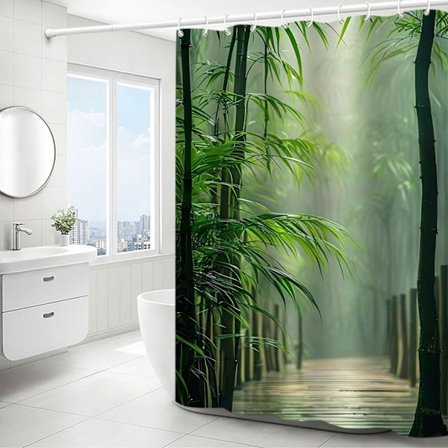 Badeforhæng med mønster, vandtæt og lugtfri, lavet af polyester