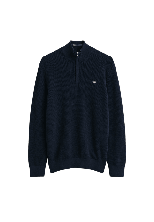 GANT Textured Cotton Half-Zip Sweater Tröjor Herr Blå L