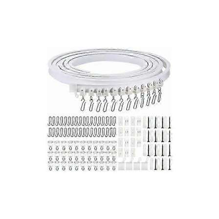 För 5 meter vikbar böjd takskena - Flexibel skena för gardiner, rumsavdelare, sänggardiner och takstångsstöd, justerbar tak-Xin