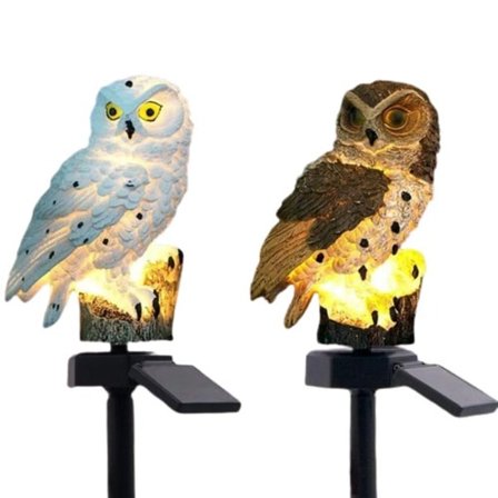 2 stycken Solar Lampa Uggla Djur Solar Trädgårdsljus Soldrivna Solar LED Ljus Utomhus Trädgård Dekoration Lampa Vattentät Solar Ljus