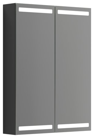 Dansani Luna Level Spegelskåp 60 cm, med ljusstyrning Svart matt, Badrum