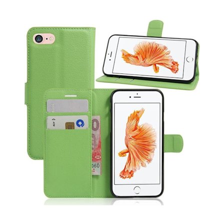 Laudrup iPhone 7 / 8 Lommeboketui med litchi tekstur - Grønn