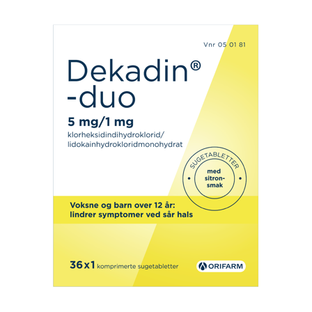 Dekadin-duo Sugetabletter 5mg/1mg sitron, 36 stk.