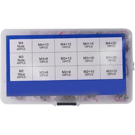 320 stk Serie M2 M3 M4 Skruer Pan Hodeskruer Bolt og Mutter Flat Vaskemaskiner Skruesett Rustfritt Stål Skruer