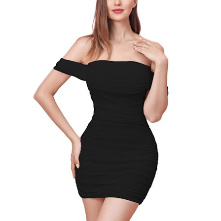 Kvindes Mini Rynket Bodycon Kjole Off Shoulder Ærmeløs Cocktail Party Kort Tilpasset Kjole