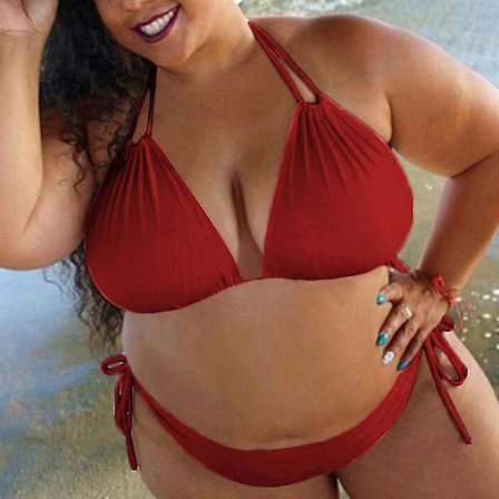 Plus Size Dam Sexig Bikini Set Vadderad BH Push Up Baddräkt Red 2XL