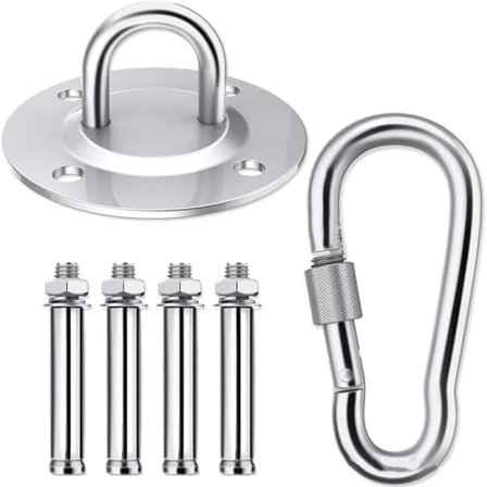 Krog til lofthængt stol, rustfrit stål til gynge, ophæng, hængekøje, boksebold, sølv KLB