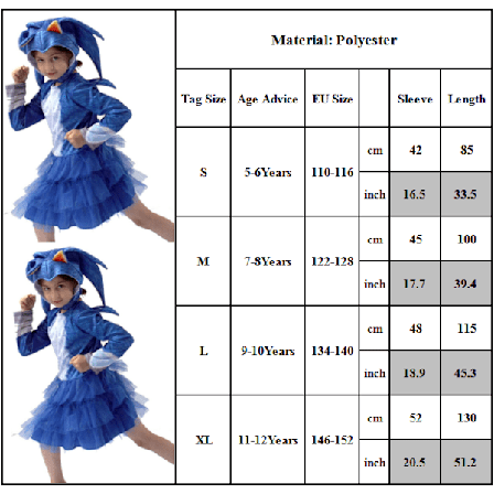 Sonic The Hedgehog Cosplay Halloween-klær for barn Gutter Jenter W