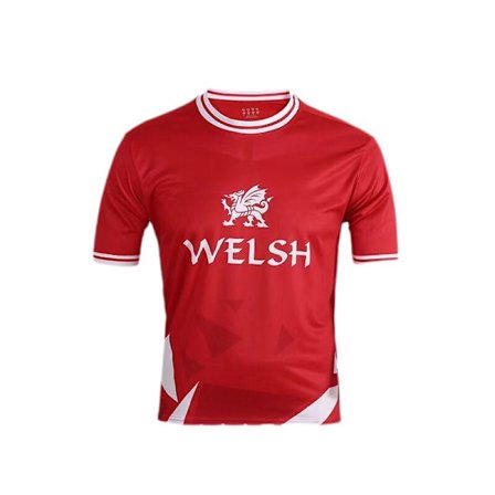 Sports Wales Fotballtrøye – Jersey-stil, kortærmet, sportslig nasjonalfotball-laggrafikk, sports-T-skjorte