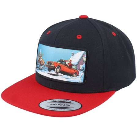 Ho-Ho-Hats - Negro snapback Gorra - Santa Claus Car Sleigh Patch Black/Red Snapback @ Hatstore