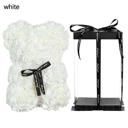Konstgjord inredning Rose Bear Flower WHITE