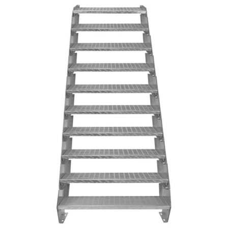 Gittertrappe - MONSTERSHOP - 10 Trin - Galvaniseret Stål - Bredde 900mm - Velegnet til Udelivet