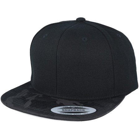 Yupoong - Visor Black Camo Snapback Snapback Black Cap - @ Hatstore
