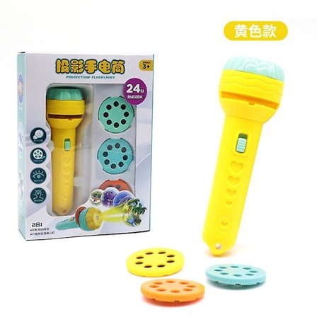 Fackla Projektor Barn Sova Berättelse Projektor Bild Projektor Fackla Ljus Med Djur Pedagogiska Inlärning Sängdags Leksaker(Gul)