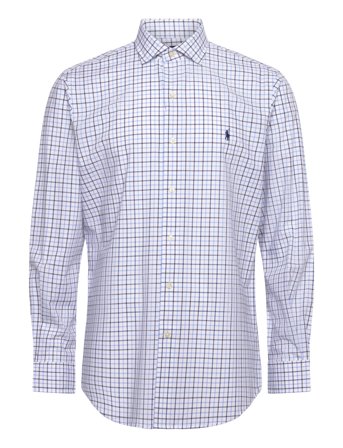 Custom Fit Plaid Stretch Poplin Shirt Blue Polo Ralph Lauren