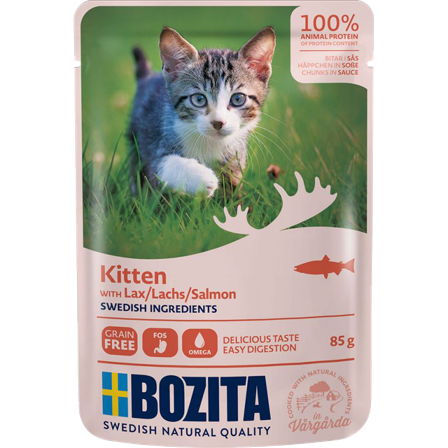 Bozita Katt - Kitten Laks i saus i pose 85g - Katt - Kattefôr & kattemat - Våtfôr og våtmat - ZOO.no