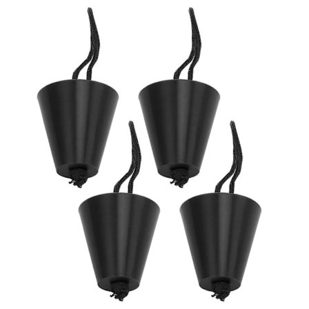 4 stk. bundprop-sæt med snor, fleksibel silikone afløbshul prop, universal til kajakker og kanoer, sort