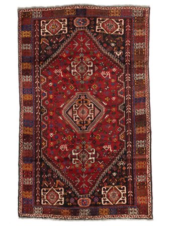 Shiraz Teppich Handgeknüpft 166X256 Dunkelrot/Schwarz Persien