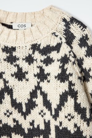 COS Women's Fair-Isle Wool Jumper in White
