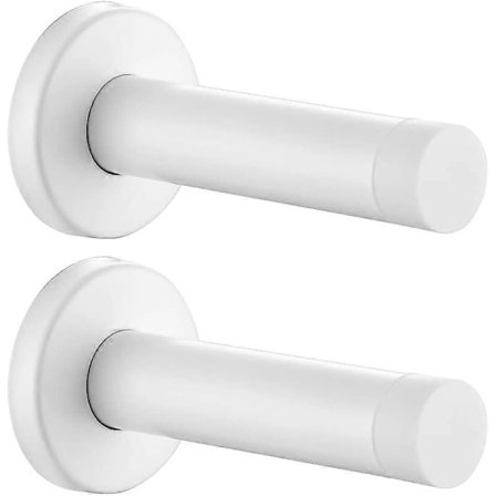 SBSG Dørstopper Hvit, 304 Rustfritt Stål Fortykket 1mm Lyddempende Dørstopper Støtfanger Veggbeskytter 2 Pakning, DSB5-WH-P2