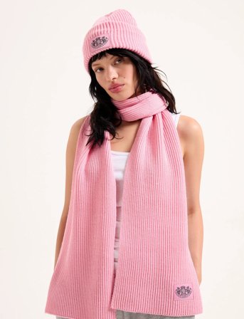 Juicy Couture Cheetah Crest Scarf / Beanie Set - Pink - ONE SIZE