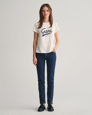 GANT - Slim-fit jeans med superstrecth til dame dark blue broken in