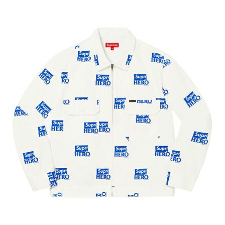 Supreme, Jackets Wit, Heren, Maat:L,Cotton,Bedrukt