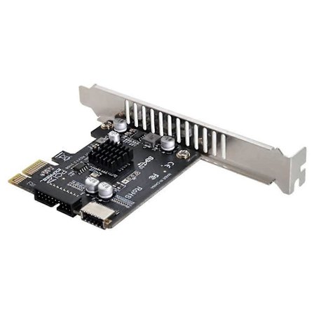VL805 Emolevyn sovitin 5 Gbps Type E USB 3.1 Etupaneelin naaras & USB 2.0 - PCI-E 1X Express -kortti