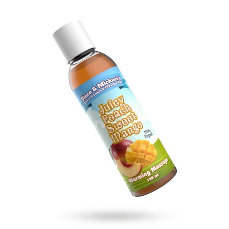 Vince & Michaels: FLAVORED MASSAGE OIL - JUICY PEACH SWEET MANGO - Erotik Vuxen: Massasjeoljer