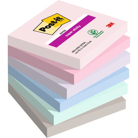 3M Post-it Super Sticky 76x76 Farvemix Soulful 6-pak