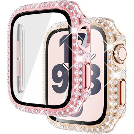 2-pakning Apple Watch skjermbeskytter - Kompatibel 40 mm, Rosa/Rosegull, Beskyttende herdet glass Rosa/Rosegull
