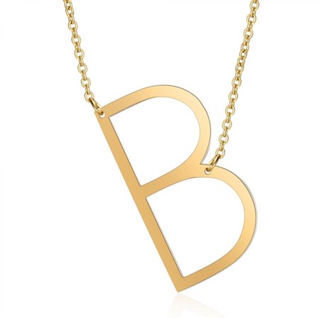 Sideways Blok Initial Bogstav Vedhæng Halskæde til Kvinder --- B