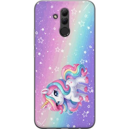 Yhteensopiva Puhelinkuori Huawei Mate 20 lite Stitch polaroid-kehyksissä sinisillä pastellisävyillä ja suloisilla ilmeillä kollaaseissa sydämillä