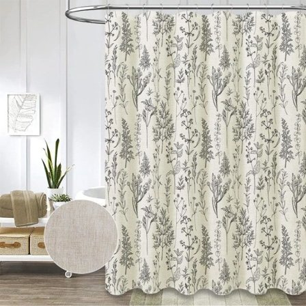 Rustikt löv Linne Duschdraperi för Badrum Kraftigt 230GSM Texturerat Tyg Duschdraperi Set Söt Natur