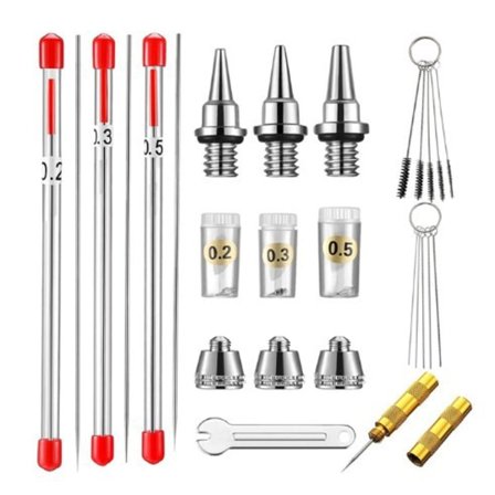 7PCS Airbrush-nål 0,2mm/0,3mm/0,5mm Dyse Airbrush-sett Universal Erstatning for Airbrush-pistol
