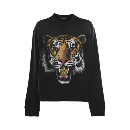 Dsquared2, Sweatshirt Zwart, Dames, Maat:L,Katoen,multicolor