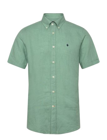 Douglas Linen Ss Shirt-Classic Fit Green Morris