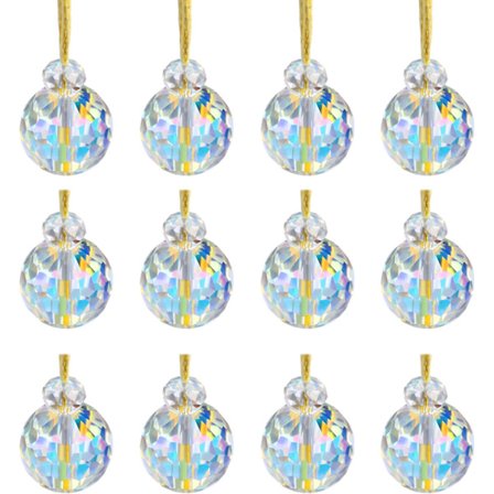12 st Kristall Julkulor 2,2 cm Mini AB Färgstarka Prismakulor Julgransdekoration, Hängande Kristaller för Jul Bröllopsfest Hem