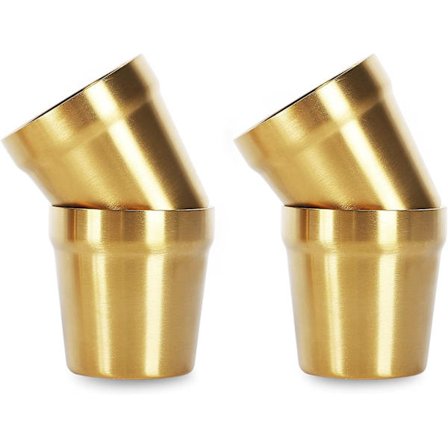 (Sæt med 4, Guld) Rustfri Stål Krus (175ml) Børstet Metal Dr, ZQKLA
