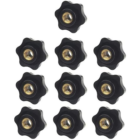 M6 Sort Plastik Stjerneformet Hoved Hunkøjet Spændeknap M6 Knap Greb Håndtag Til Maskinværktøj Sort 10 Stk