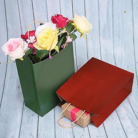 10 stk julegaveposer i rødt og grønt papir (21*11*27CM)