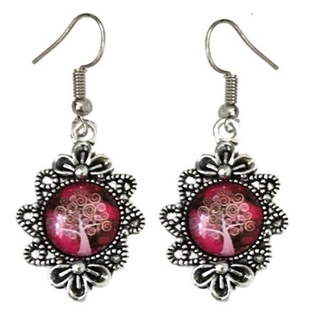 Earrings - Tree of Life - Pink
