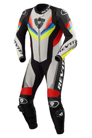 Tuta in Pelle REV'IT! Quantum 3 Grigio Chiaro/Giallo Neon 52