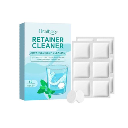 Oralhoe Rengöringstabletter för proteser, skonsam rengöring, rena och fräscha proteser dagligen, portabla brustabletter
