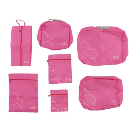 7 st Bagagepåsar Polyester Vattentät Bagageförpackningskuber för affärsresa Resor Rose Red